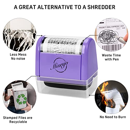 Miseyo Wide Roller Stamp Identity Theft Stamp 1.5 Inch Perfect for Privacy Protection,Anti-Theft Security Confidential Easy for Guard Personal Information Blockout - Purple - Thumbnail 5