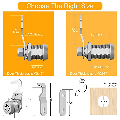 Inbovoga 1 Pack Tubular Cam Locks, Tool Box Lock Replacement, 5/8" Cam Lock Keyed Alike, Tool Box Locks With Keys Security File Drawer Mailbox, Zinc Alloy #TOP1