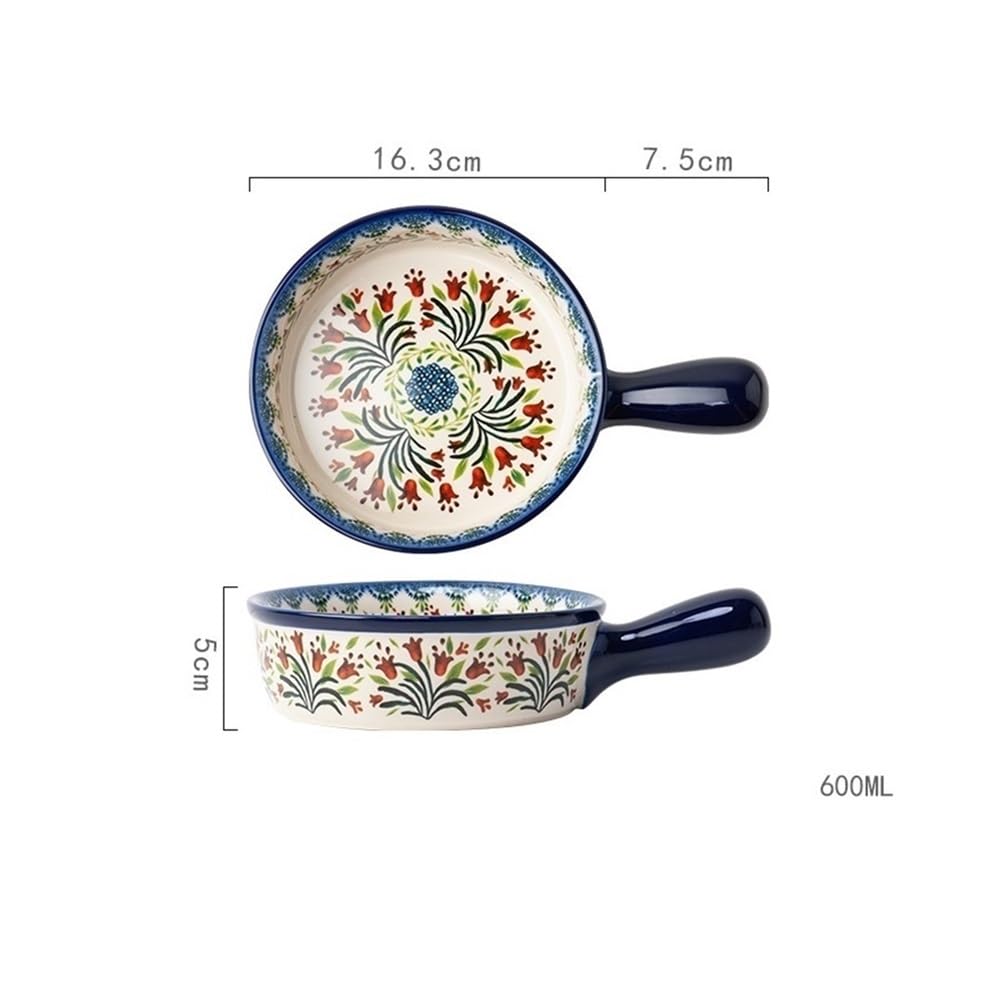 Naczynia do pieczenia Strona główna Ceramiczna retro zastawa stołowa miska do pieczenia z uchwytem na sałatkę wielofunkcyjna duża pojemność