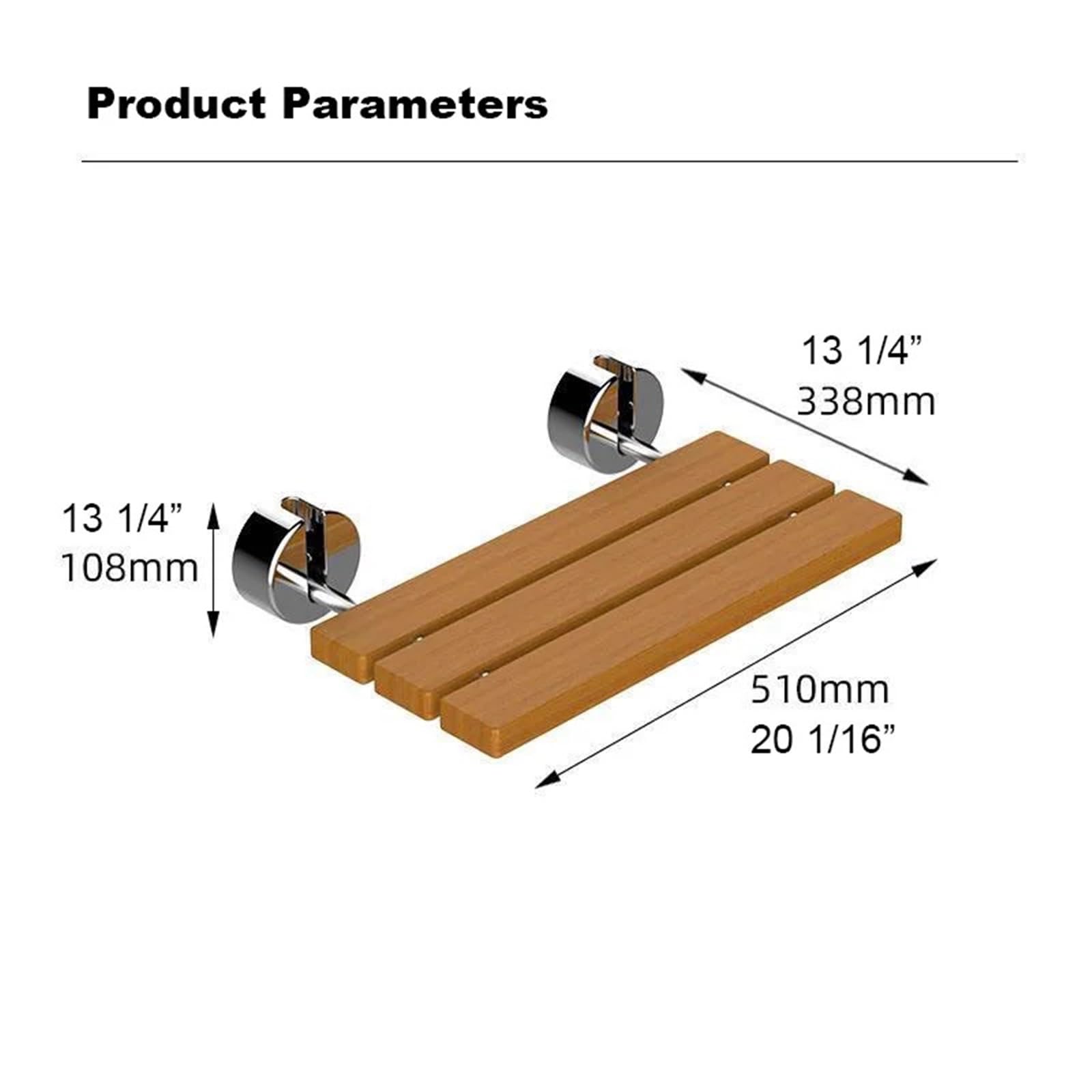 Asiento Ducha Pared Montada Asiento de Ducha Plegable montado en la Pared | Silla de banco con estructura de acero inoxidable y madera plegable