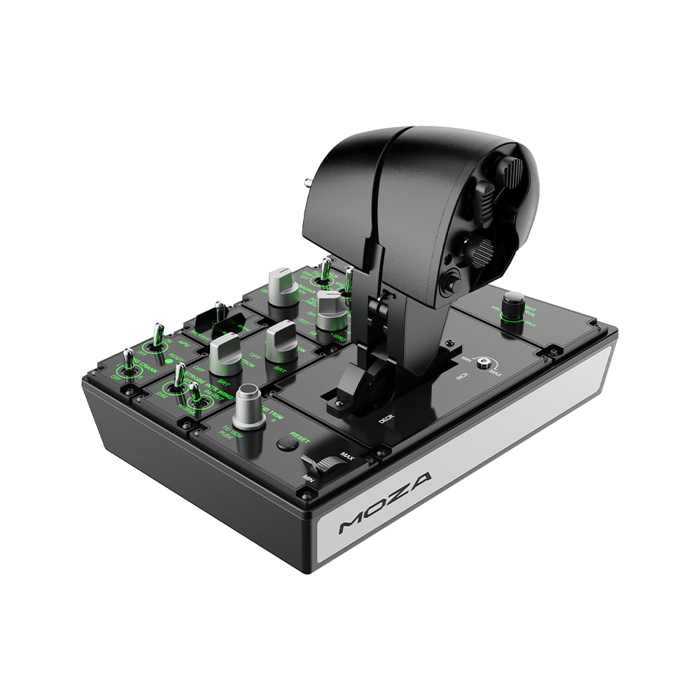 MOZA MTP Throttle Panel for realistic aviation control of flight simulations, 27 programmable switches, compatible with PC - Black