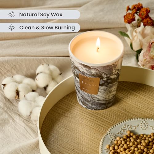 Image of M&SENSE Eucalyptus Mint Scented Soy Candle, 3 Wick Highly Scented 14.1 Oz 75H, Aromatherapy Christmas Gift for Women and Men