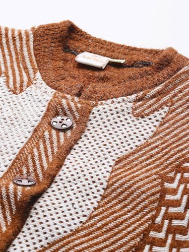 Image of Aarika Womens Winter Wear Green Colour Zig Zag Woolen Cardigan