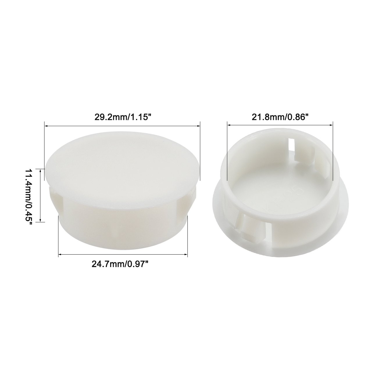 Sourcingmap Hold Plugs,10pcs 24.7mm x 11.4mm White Nylon Round Snap Locking Panel Hole Cover - Image 3