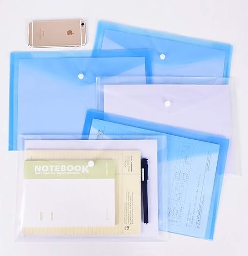 Miniatura 6 de NUOMI 4 carpetas transparentes A4 para documentos, tamaño carta, carpeta de polietileno con cierre a presión de plástico, bolsa transparente para