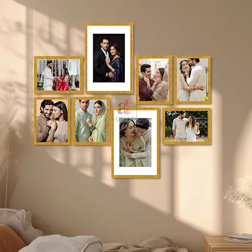 Image of Art Street Photo Frame Set of 8 Gold Wall Decor Collage Display Hanging Family Picture Frames Gallery Collection Decor Items Wall Mount Frames Birthday Anniversary, 8x12 and 12x16 In