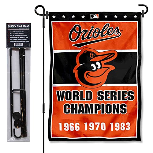 Drapeau de jardin Baltimore Orioles avec mât de support pour supporter