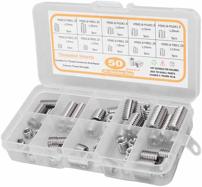 50Pcs M5x0.8 Threaded Inserts Thread Conversion Repair Insert Nut Extension Tool