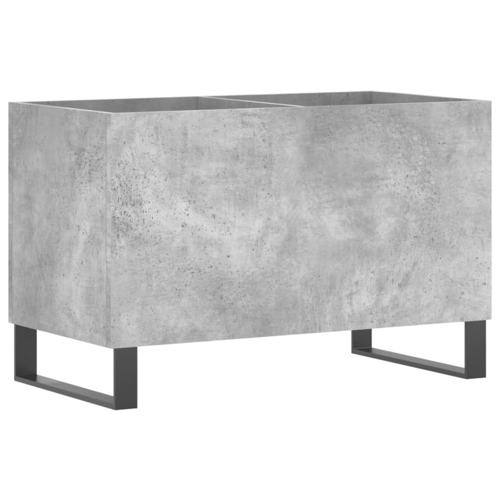Armadio per dischi in legno grigio cemento con gambe in ferro, 74,5 x 38 x 48 cm, spazioso scaffale in vinile per dischi LP e stabile spazio per giradischi e dispositivi HiFi