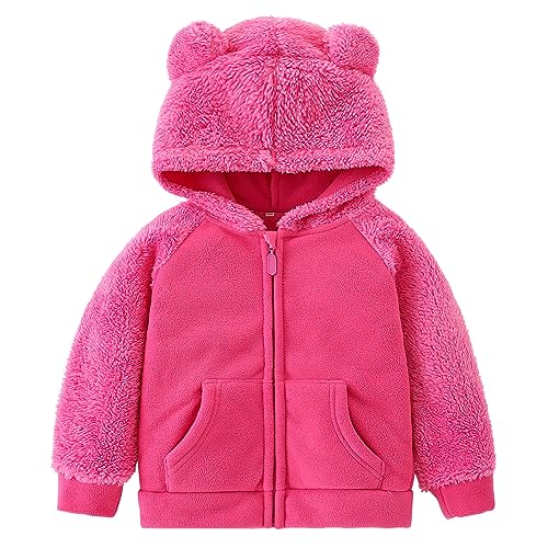 Toddler Winter Coat - Thicken Fleece Jacket with Warm Bear Ears Removable Hoodie