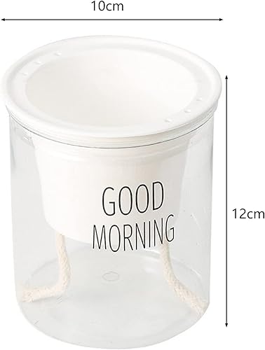 Miniatura 4 de AkoMatial Macetas de riego automático, macetas transparentes para suculentas, maceta redonda con cuerdas de algodón para el hogar, oficina, jardín,