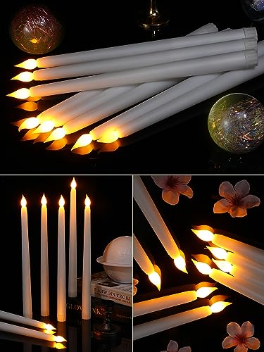 Image of Treela 36 Pieces Flameless Taper Candles Flickering Faux LED Battery Operated Electric Fake Candles for Christmas Halloween Birthday Wedding Party(White,0.8x11 Inches,Smooth)