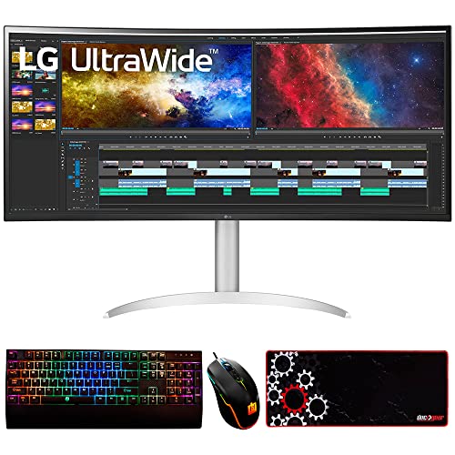 Lg 38Wp85C-W 38" Curved 21:9 Ultrawide Qhd 3840X1600 Pc Monitor Bundle With Deco Gear Mechanical Gaming Keyboard, Deco Gear Wired Gaming Mouse And Deco Gear Gaming Mouse Pad #TOP16