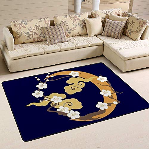 Tapis de sol en velours corail blanc prune salon 80x58 inch
