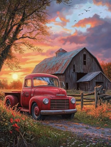 Red Truck and Old Barn Cross Stitch Kit
