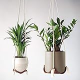 Hangee Hanging Planter - 2 PCS Genuine Leather Plant Hangers Indoor 4.5in and 8in - Minimalist, Modern, Boho and Rustic Hanging Planters Indoor - Hanging Plant Shelf - Hanging Plant Holder