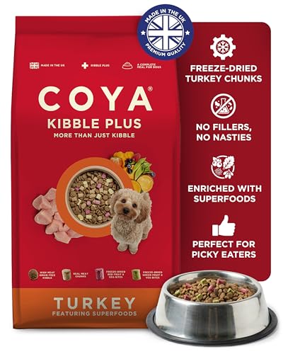 COYA Kibble Plus Turkey (1.5kg) | Complete Grain Free Dog Food with Freeze-Dried Raw Meat, Fruit and Vegetables | Dry Dog Food, Hypoallergenic, High in Protein & Fibre