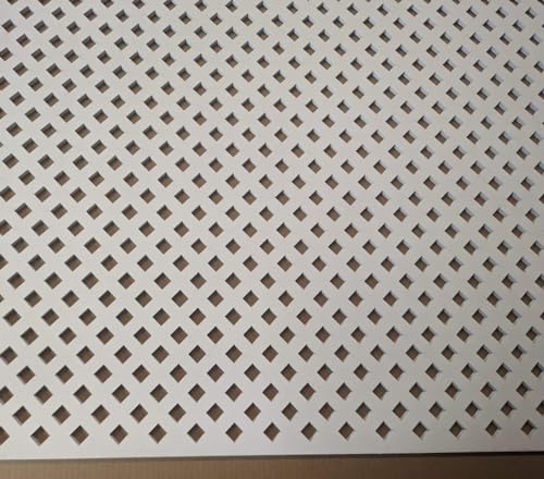 Wooden mesh Decorative Panel, Wall partition, Radiator Cover Grille, Cut-Outs, Kitchen Furniture, Laser Cut in 3mm Thick MDF (Size 1200mm x 620mm) Diamond D7. Made in The UK. (Primed White)