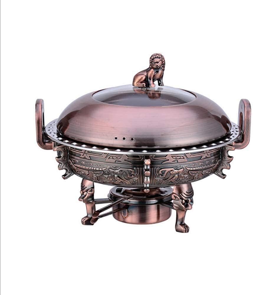 Olla de cobre para fondue, calentador de alcohol, acero inoxidable, portátil