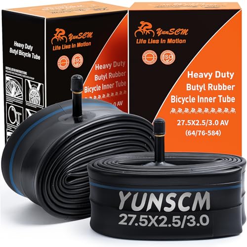 YunSCM 2本,27.5 3.0 チューブ 肉厚,米式バルブ32mm,27.5x2.5/3.0 自転車チューブ,適用 27.5x2.5/27.5x3.0 マウンテンバイク、ファットバイク