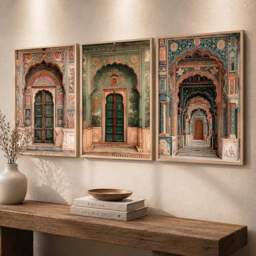Image of kotart Traditional Indian Wall Art Painting for Living Room | Paintings Frame For Home Decoration | Framed Wall Painting for Home Room Bedroom Office Wall Decor Set of 3 (19X25 inch)