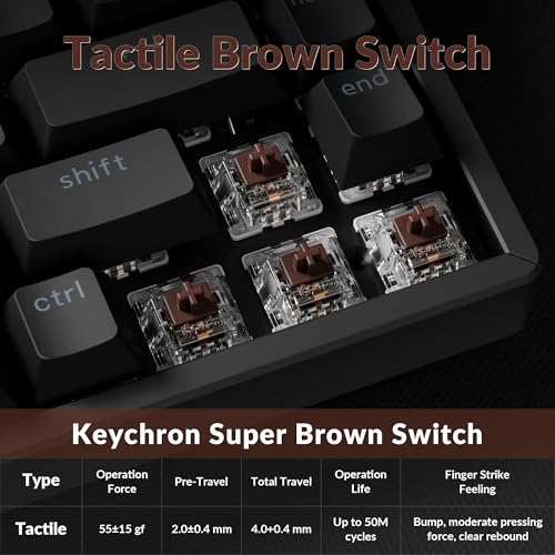 Image of Keychron K2 75% Layout QMK Wireless and Wired Options Mechanical Keyboard Super Brown Switch, White Backlight Aluminum Frame with Shine-Through Double-Shot PBT Keycaps for Mac Windows-Version 3