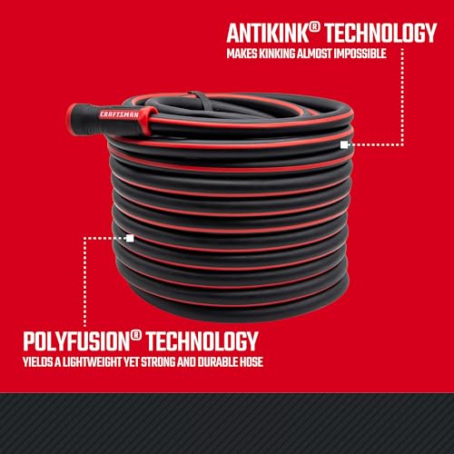 Image of Craftsman Heavy Duty Professional Grade Black Garden Hose, 100 Feet x 5 /8 Inch