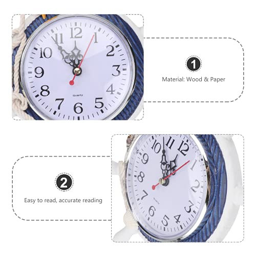 Garneck Beach Clock Wheel Wall Clock Mediterranean Style Silent Nautical Ship Wheel Clock Nautical Coastal Beach Home Accent For Home Office Bedroom ((Random Color) Nautical Clock #TOP5