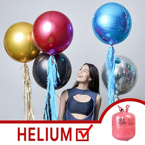 Image of PartyWoo Red Foil Balloons 3pcs Large Round Giant Jumbo 4D Balloons