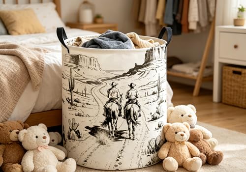 Image of Baby Laundry Hamper kids laundry Basket Waterproof Laundry Bag for Bedroom Clothes Organizer Room Decor(Cowboy)