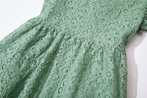 Toddler Girls Lace Dress Baby Kids Tie Back Bow Pom Pom Ruffle Sleeve Backless Party Princess Dresses4