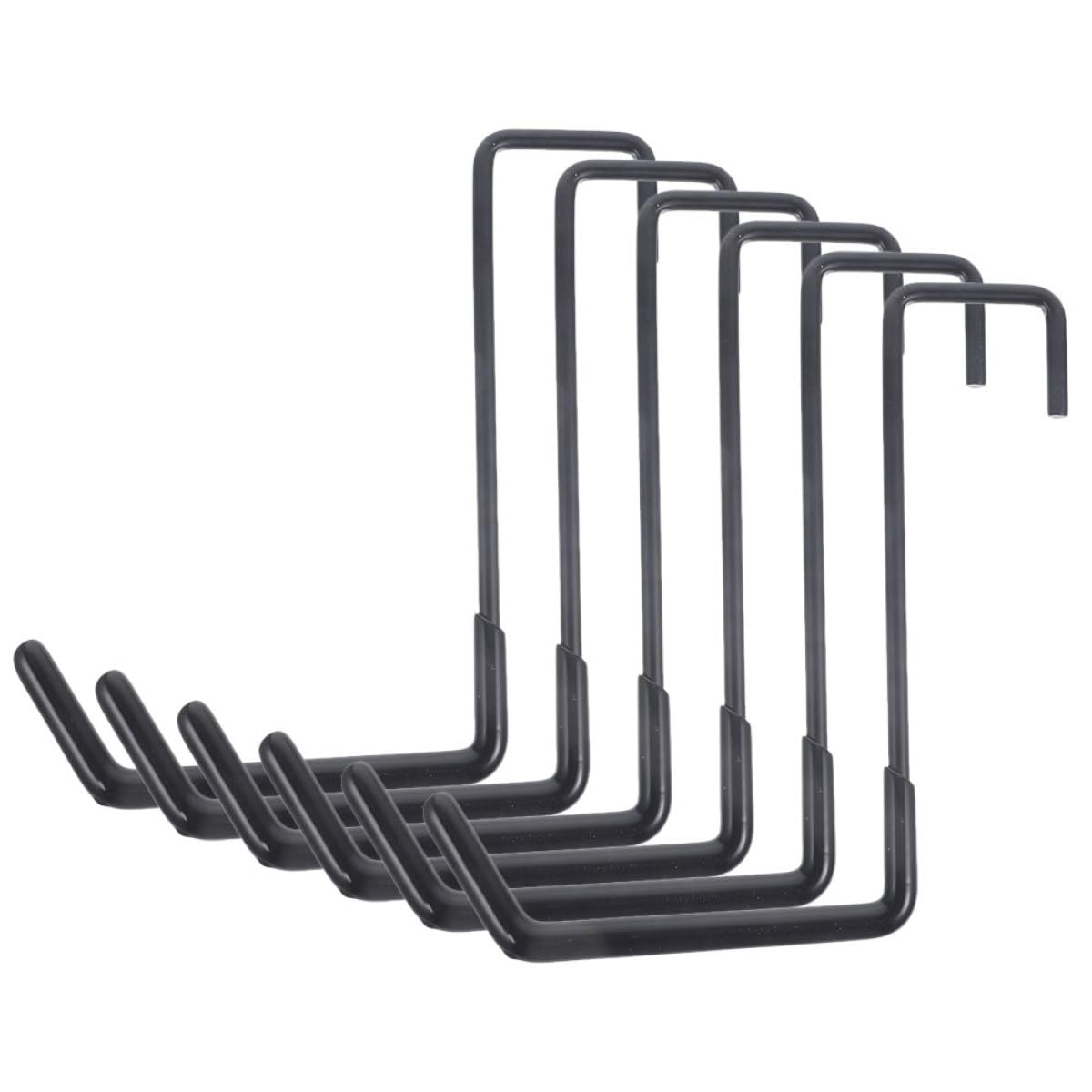 BESTOYARD Ganci da Parete per Garage 6 Pezzi Nero in Ferro e Pvc Resistente e Non Deformabile Ganci a S Forma Multiuso per Appendere Sedie da Giardino e Prolunghe