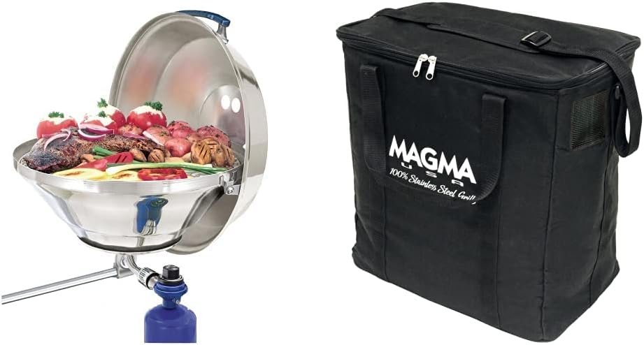 MAGMA Products, Party Size Marine Kettle Gas Grill, A10-215 & Products, Padded Carrying/Storage Case for Marine Kettles, A10-991, Black, One Size