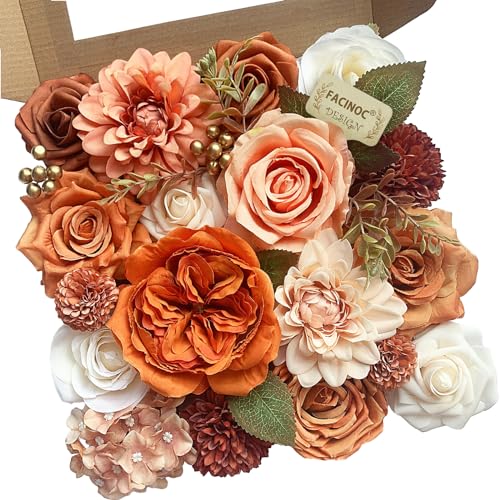Orange Roses Artificial Flowers for Wedding Decor