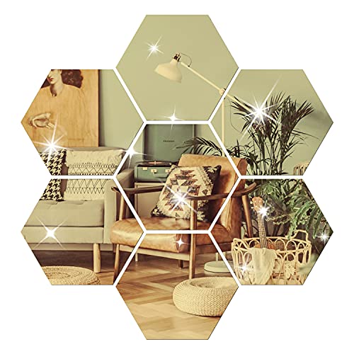 NAILDOKI Lot de 12 miroirs Autocollants muraux hexagonaux en Acrylique pour décoration de Salon,...