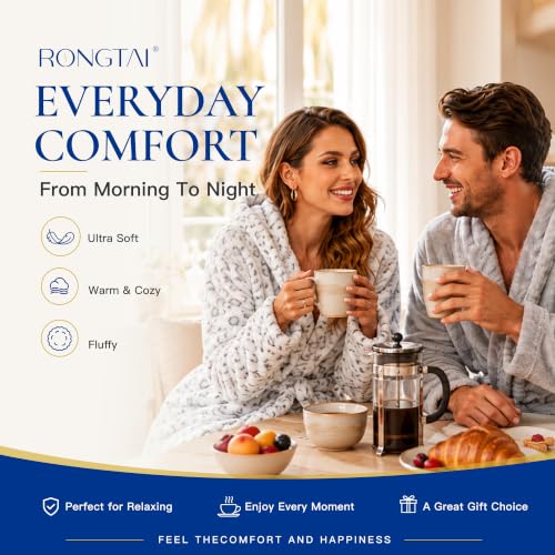 Image of RONGTAI Women's Plush Hooded Robe Bathrobe-Fast Warmth for Home