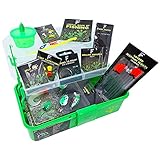 FLADEN Fishing - Junior River Loaded Coarse Terminal Tackle Box Set - Ideal Bits & Pieces Starter Accessory Set For Kids - PINK or GREEN 2 Tray Cantilever Box Pack 28cm x 17cm x 13cm (Green) [19-099F]