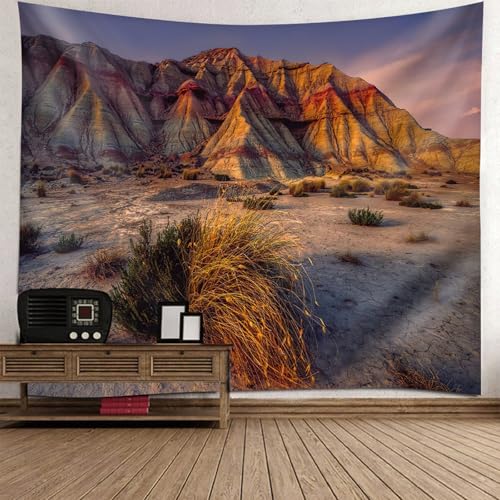 RDSGYZ Tapices de pared pequeños para salón, 130 x 150 cm, cortina de pared para exteriores con diseño de puesta de sol Gobi natural, decoración de pared para habitación de los niños, dormitorio