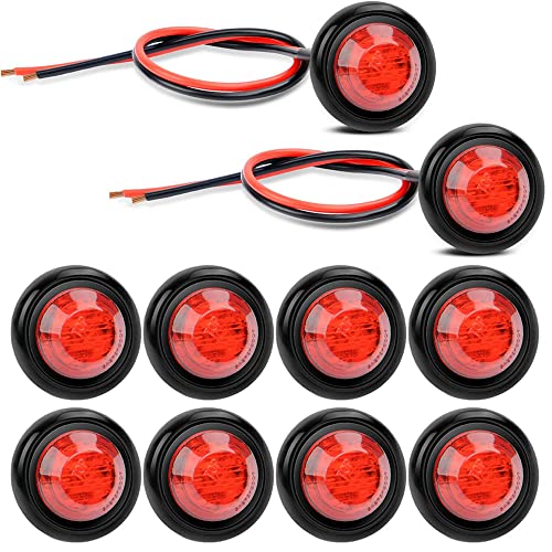 Gebildet 10pcs Ronde LED Ampoules Indicateurs DC 12V Voiture Tronc Feux Arrière Feu De Frein Marqueurs Latéraux Liquidation Feu de Position(Rouge)