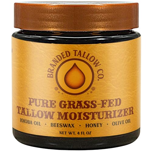 Grass Fed Beef Tallow Face Moisturizer - Handcrafted 4oz Tallow Honey Balm For Skin with Organic Jojoba, Beeswax, Coconut Oil, & Herb Infused - Natural Face & Body Cream For Dry Skin | Natural Scent