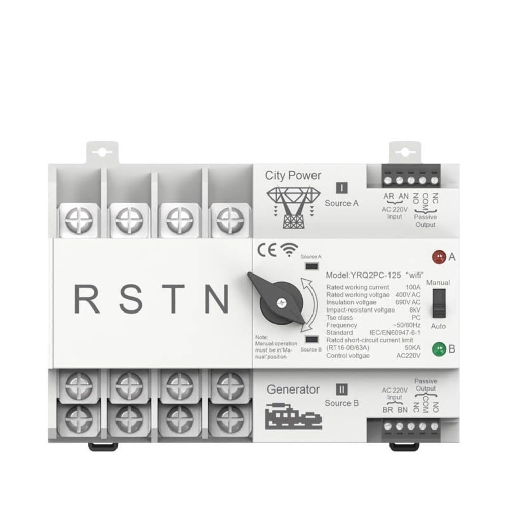 Produktbild von Smart WiFi ATS Automatischer Umschalter 125A 4P 400V – Dual Power Transfer Switch Mit Zeitschaltuhr & Fernsteuerung Für Zuverlässige Backup-Stromversorgung