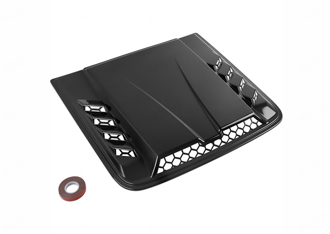 MIZZEO Car Hood Scoop Vent, HyperVent HD-7200 Bonnet Air Inlet Trim in Black, Self-Adhesive Decorative Cover Compatible with Mahindra Thar (2020-2023)