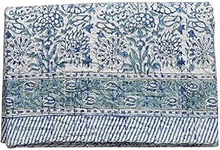 Yuvancrafts Indian Hand Block Print Kantha Quilt Queen Size Kantha Throw Kantha Bedspread Indian Blanket Cotton Bed Cover Handmade Quilt (Twin Size 90 X 60 Inch)