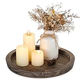 Romadedi Farmhouse Wooden Candle Tray - 11 Inch Round Decorative Trays for Coffee Table Dining Centerpiece Kitchen Counter Candle Holder Wood Trays for Christmas Rustic Home Decor