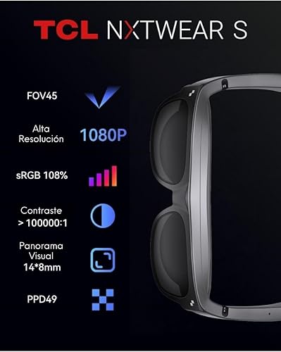 Miniatura 3 de TCL NXTWEAR S con micro OLED de 201 pulgadas, gafas RayNeo XR  Gafas de visualización de video 1080P, sonido estéreo dinámico, película 3D, trabajo