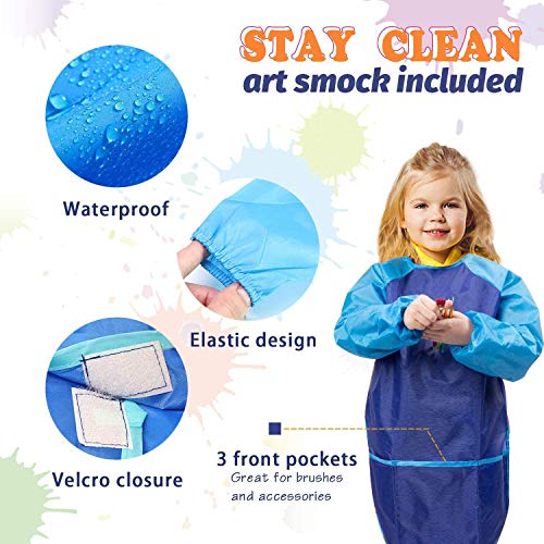 Paint Set Toy for Kids 27 Pcs of Acrylic Kids Painting Set Supplies Drawing Easel, Paintbrushes, Canvas, Palette, Smock, Travel Bag Art Crafts Painting Kits for 4-12 Years Old Boys & Girls Gifts