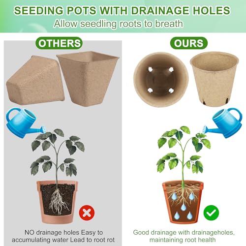 Pacote com 120 potes de turfa para iniciantes de sementes de mudas, kits com 30 etiquetas para inici