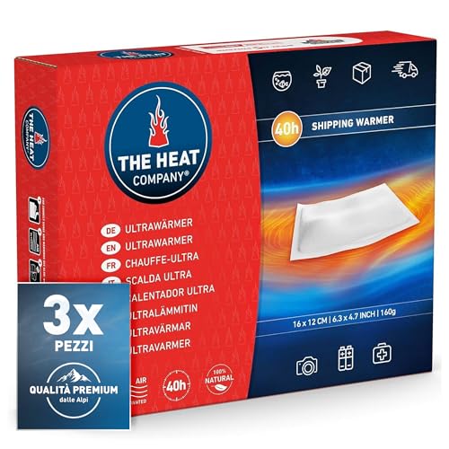 THE HEAT COMPANY Scalda Ultra - 3 pezzi - EXTRA CALDO - Scaldini da trasporto senza superficie adesiva - Scaldabatteria - 40 ore di calore affidabile - pronti all'uso - autoriscaldante - puro naturale