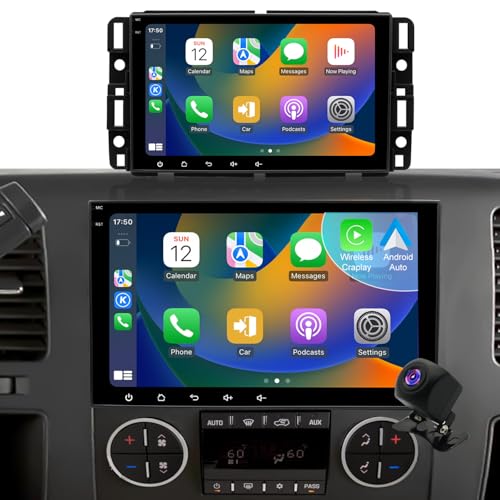 Android Upgrade Car Radio for GMC Sierra 1500 Chevrolet Chevy Silverado 1500 2007-2013, Tahoe Yukon 2007-2014, Acadia Buick Enclave, 8inch Touch Screen Stereo Wirelss Carplay GPS Backup Camera WiFi FM