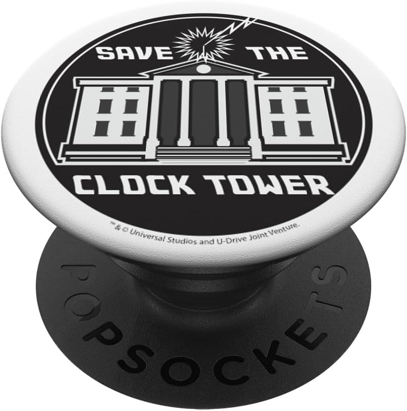 Back to The Future Save The Clock Tower Building Portrait PopSockets PopWallet for MagSafe